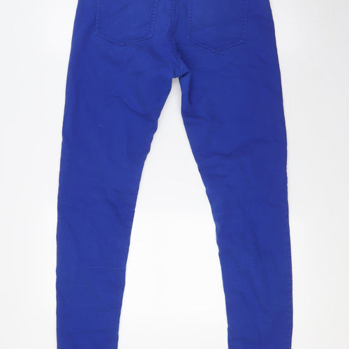 H&M Womens Blue Cotton Skinny Jeans Size 14 L30 in Regular Button