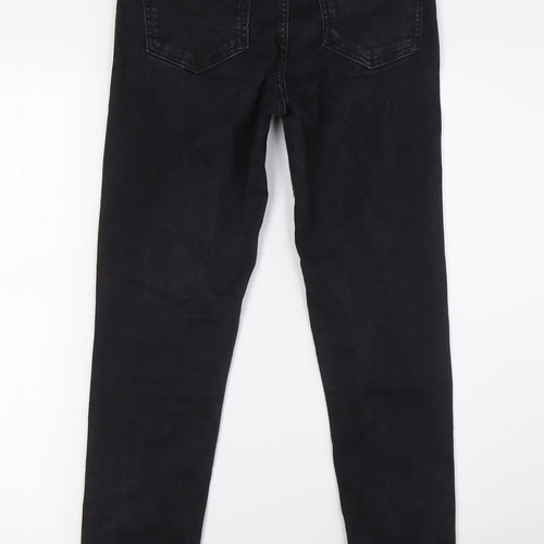 Warehouse Womens Black Cotton Skinny Jeans Size 12 L28 in Slim Button