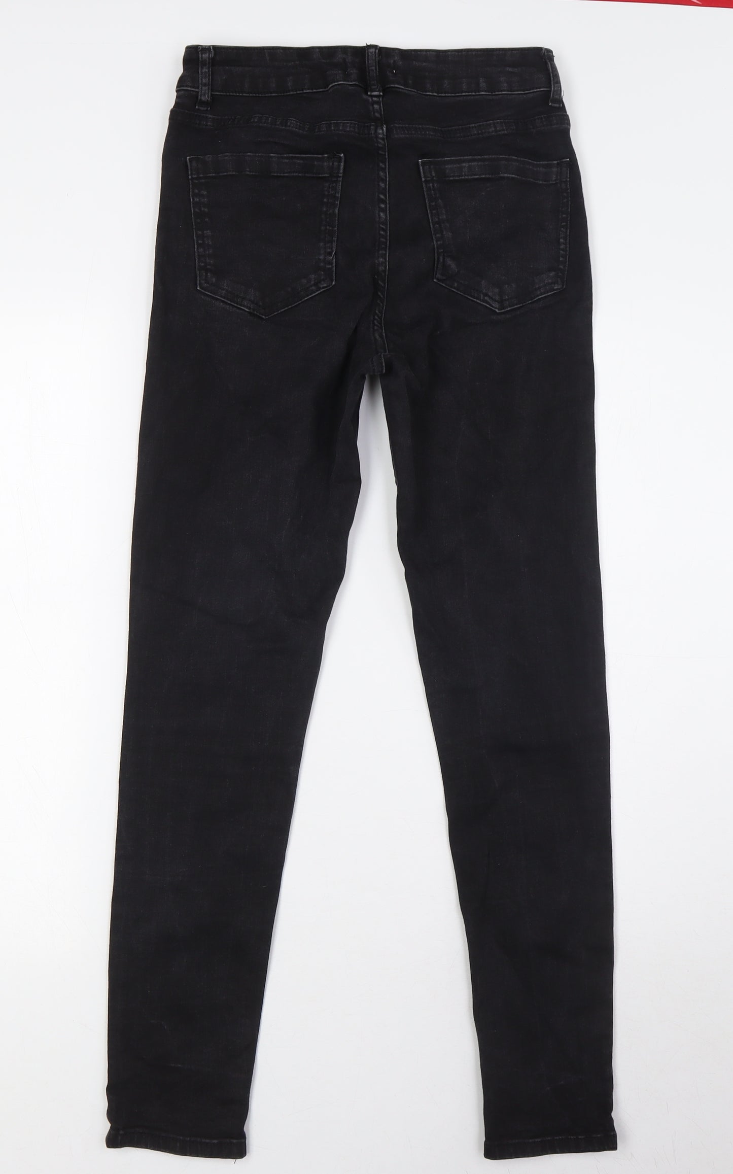 Warehouse Womens Black Cotton Skinny Jeans Size 12 L28 in Slim Button