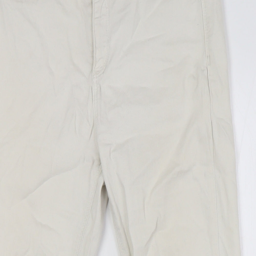 River Island Womens Ivory Cotton Skinny Jeans Size 12 L29 in Regular Button - Raw Hem