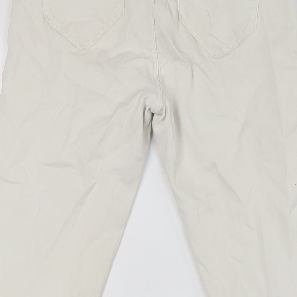 River Island Womens Ivory Cotton Skinny Jeans Size 12 L29 in Regular Button - Raw Hem