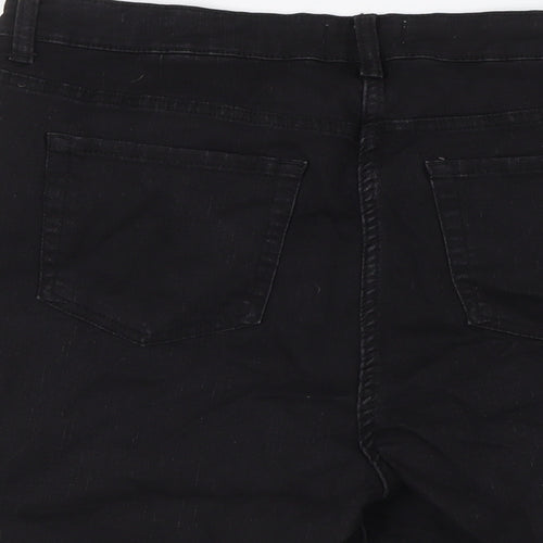 Papaya Womens Black Cotton Basic Shorts Size 16 Regular Button - Turn Ups