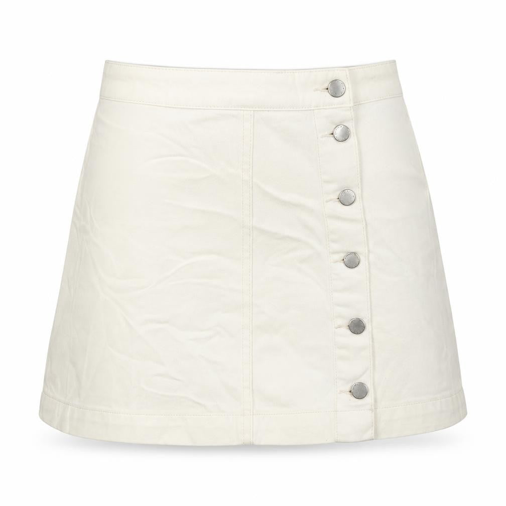 Topshop Womens Ivory Cotton A-Line Skirt Size 26 Button