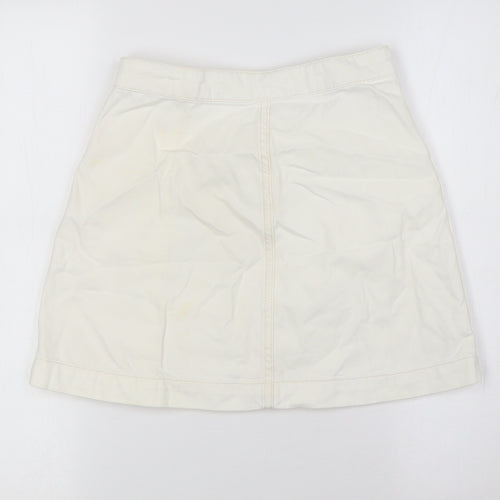 Topshop Womens Ivory Cotton A-Line Skirt Size 26 Button