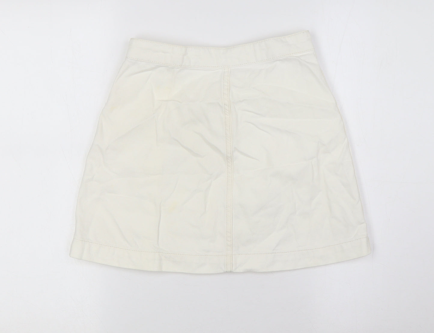 Topshop Womens Ivory Cotton A-Line Skirt Size 26 Button