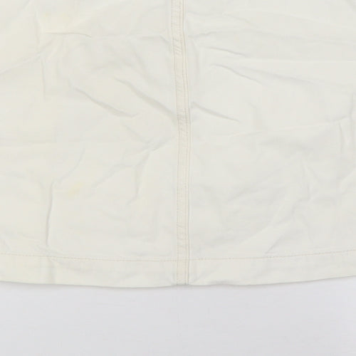 Topshop Womens Ivory Cotton A-Line Skirt Size 26 Button