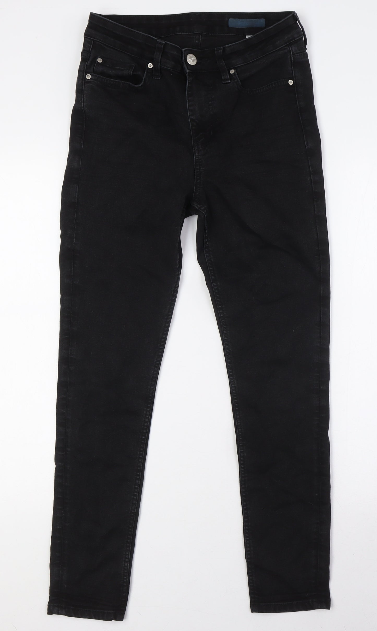 Marks and Spencer Womens Black Cotton Skinny Jeans Size 10 L28 in Regular Button