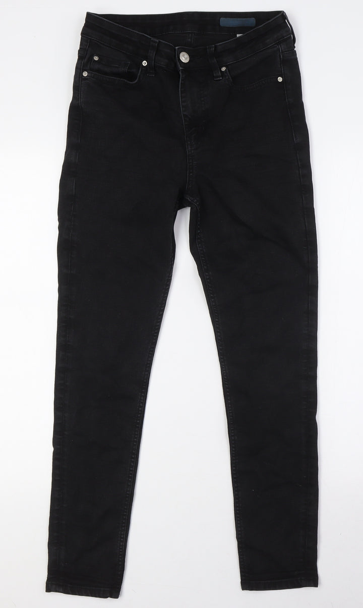 Marks and Spencer Womens Black Cotton Skinny Jeans Size 10 L28 in Regular Button