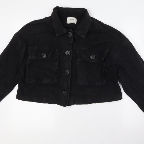 Bershka Womens Black Jacket Size L Button
