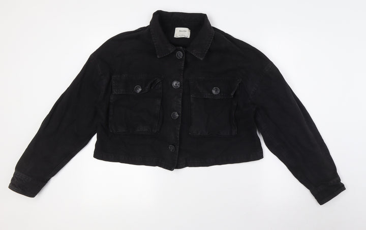 Bershka Womens Black Jacket Size L Button