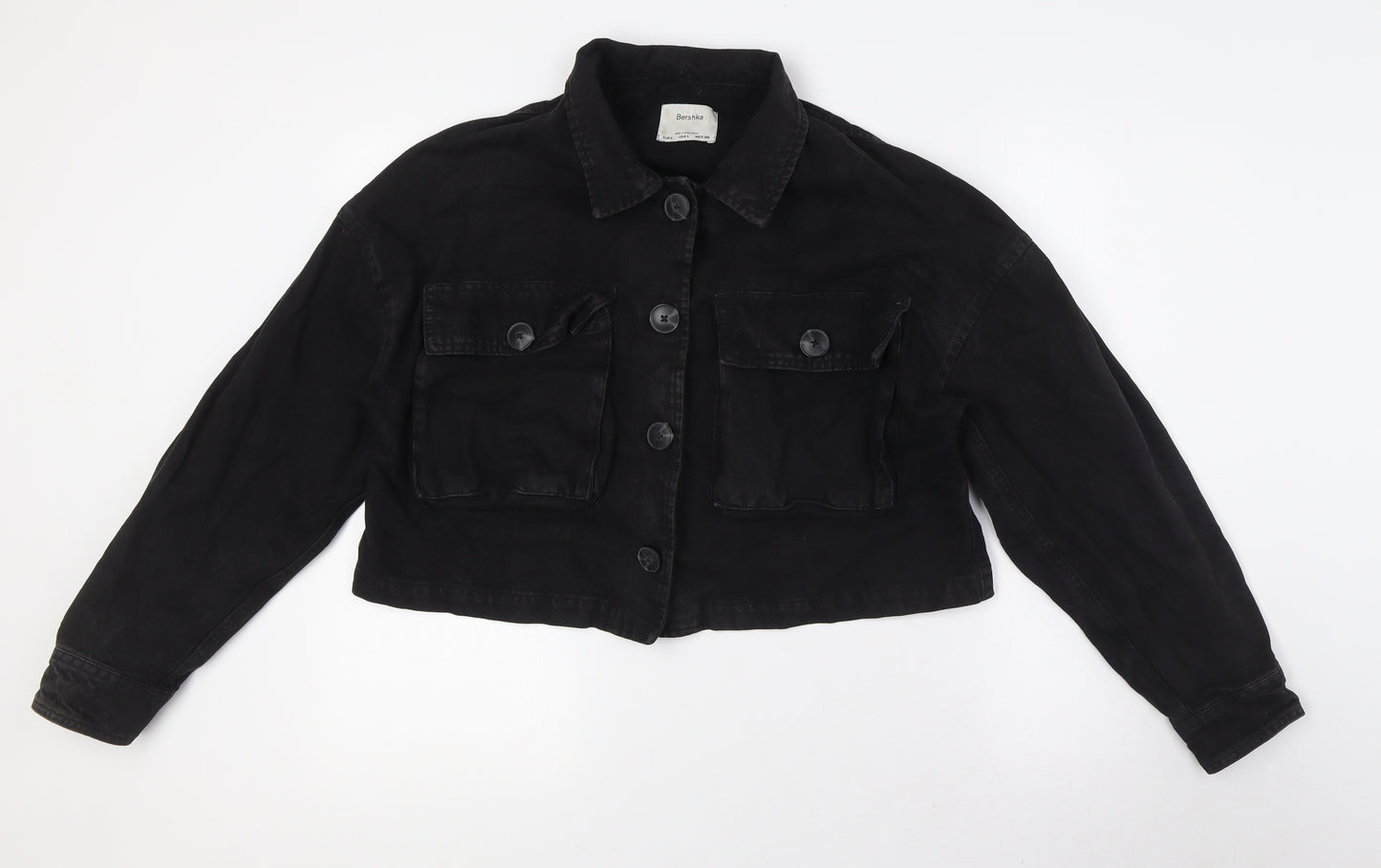 Bershka Womens Black Jacket Size L Button