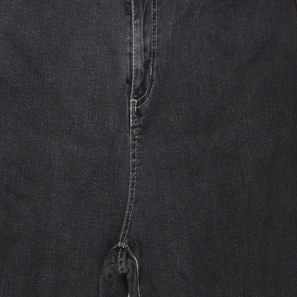 Per Una Womens Black Cotton Bootcut Jeans Size 16 L31 in Regular Button