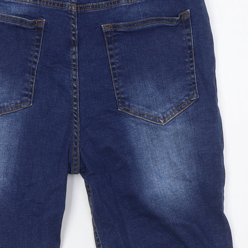 MAN Mens Blue Cotton Bermuda Shorts Size 34 in L9 in Regular Button