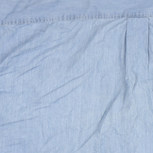 Cotton Traders Mens Blue Cotton Button-Up Size 18 Collared Button