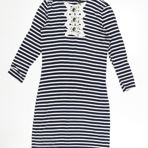 River Inbound Womens Blue Elastane Bodycon Size 8 Crew Neck Zip