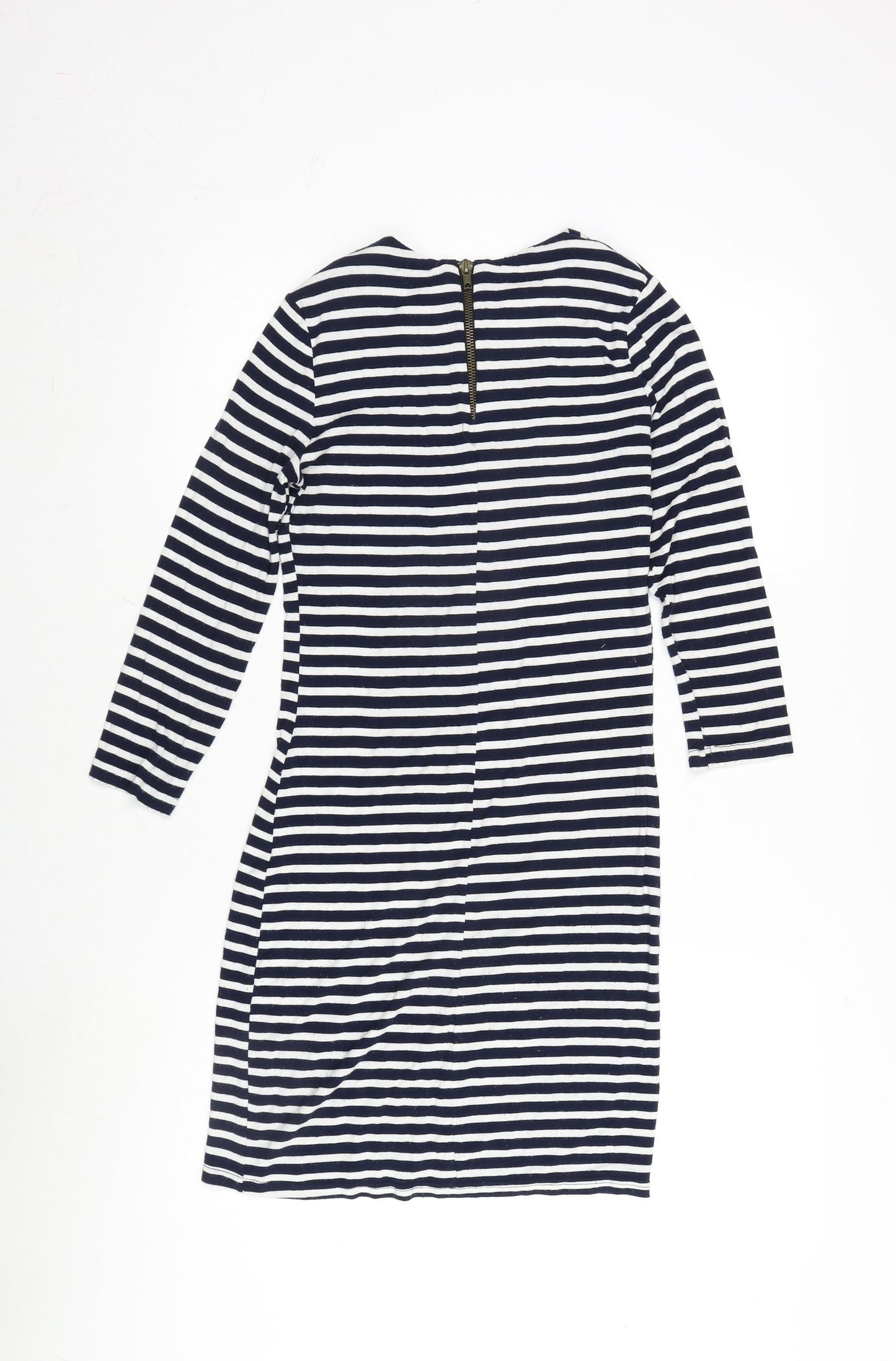 River Inbound Womens Blue Elastane Bodycon Size 8 Crew Neck Zip