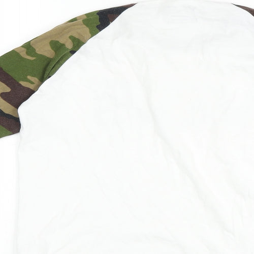 VANS Boys White Camouflage Cotton Ringer T-Shirt Size 8-9 Years Crew Neck - Vans