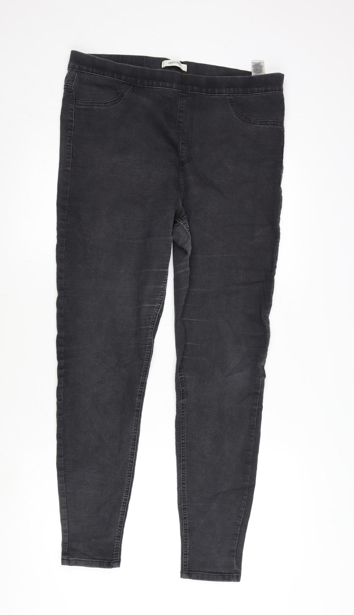 Marks and Spencer Womens Grey Cotton Blend Jegging Jeans Size 16 L29 in Regular