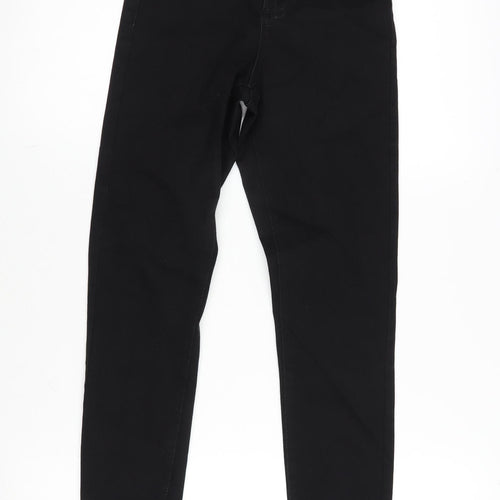 Denim & Co. Womens Black Cotton Blend Straight Jeans Size 6 L26 in Regular Zip