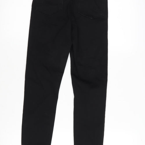 Denim & Co. Womens Black Cotton Blend Straight Jeans Size 6 L26 in Regular Zip