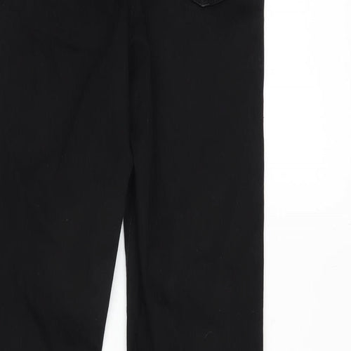 Denim & Co. Womens Black Cotton Blend Straight Jeans Size 6 L26 in Regular Zip