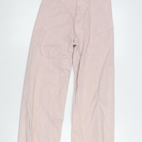 Denim & Co. Womens Pink Cotton Blend Wide-Leg Jeans Size 6 L26.5 in Regular Zip