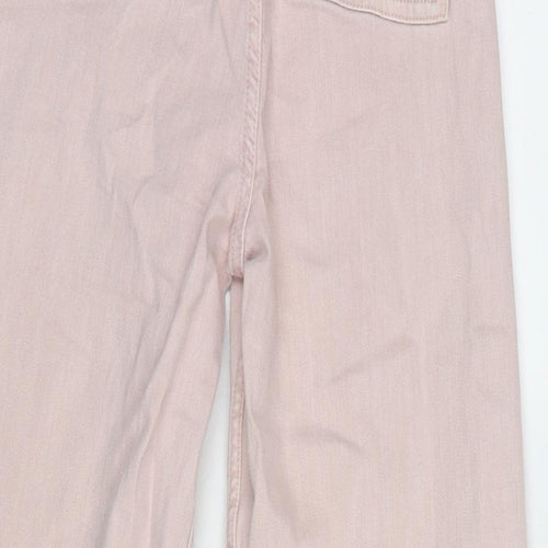 Denim & Co. Womens Pink Cotton Blend Wide-Leg Jeans Size 6 L26.5 in Regular Zip