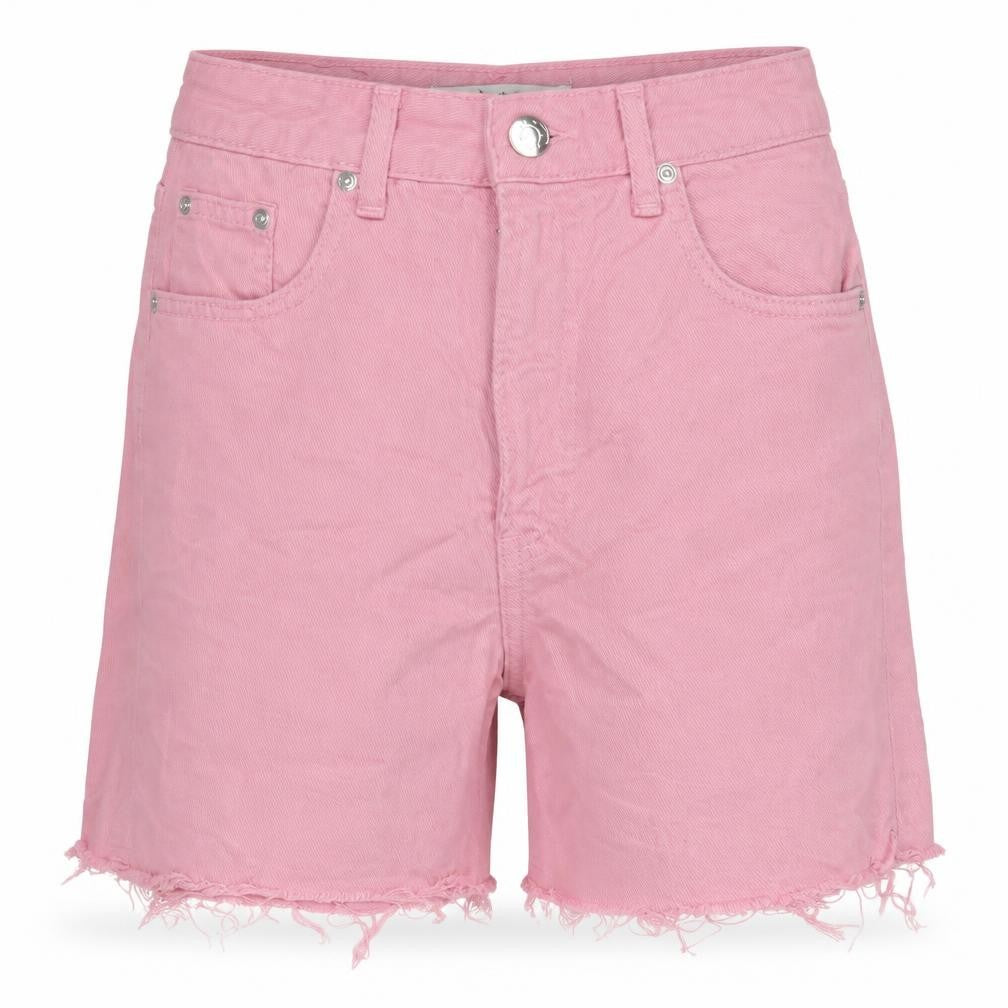 Front view of Stradivarius women’s pink cotton cut-off shorts, size UK 6, regular tie