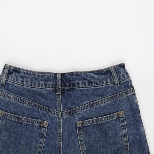 Missguided Womens Blue Cotton Cut-Off Shorts Size 6 Regular Zip