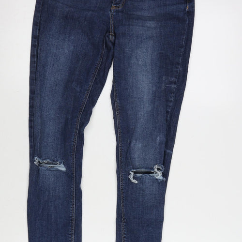 Denim & Co. Womens Blue Cotton Blend Tapered Jeans Size 8 L27 in Regular Zip
