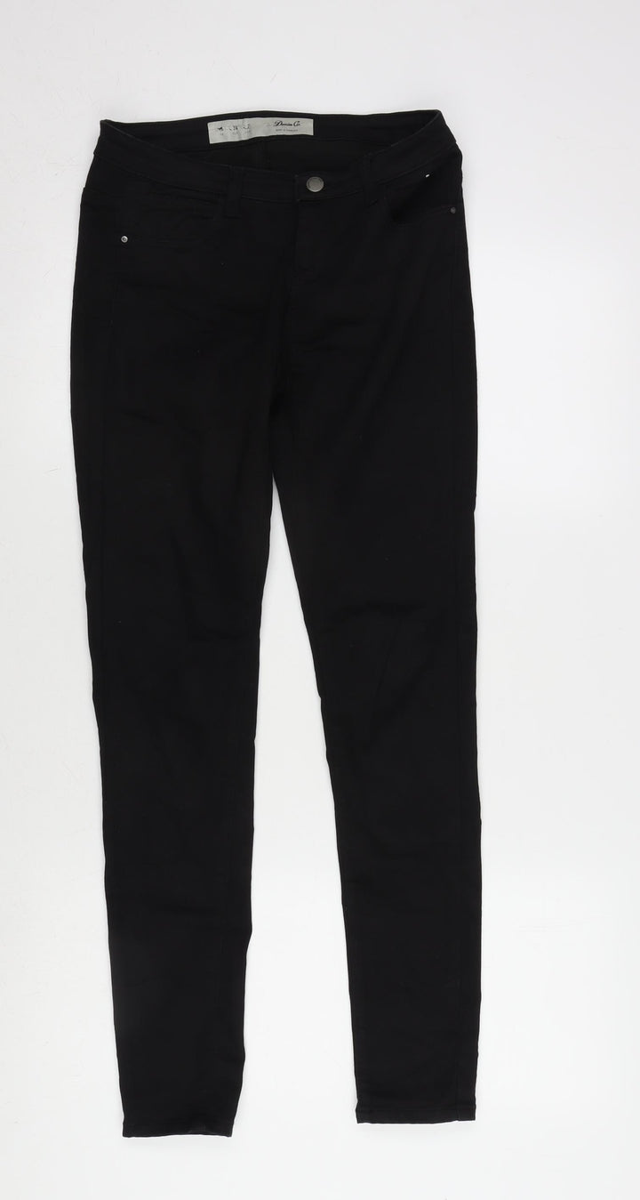 Denim & Co. Womens Black Cotton Blend Tapered Jeans Size 6 L28.5 in Regular Zip