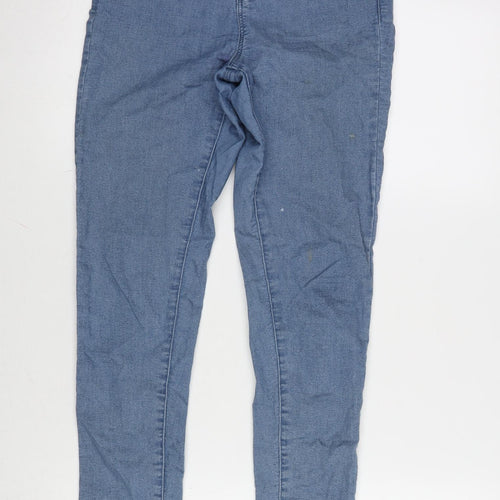 Miss Selfridge Womens Blue Cotton Blend Tapered Jeans Size 8 L29 in Regular Zip