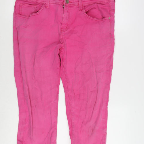 Mimosa Womens Pink Cotton Blend Cropped Jeans Size 14 L20 in Regular Zip