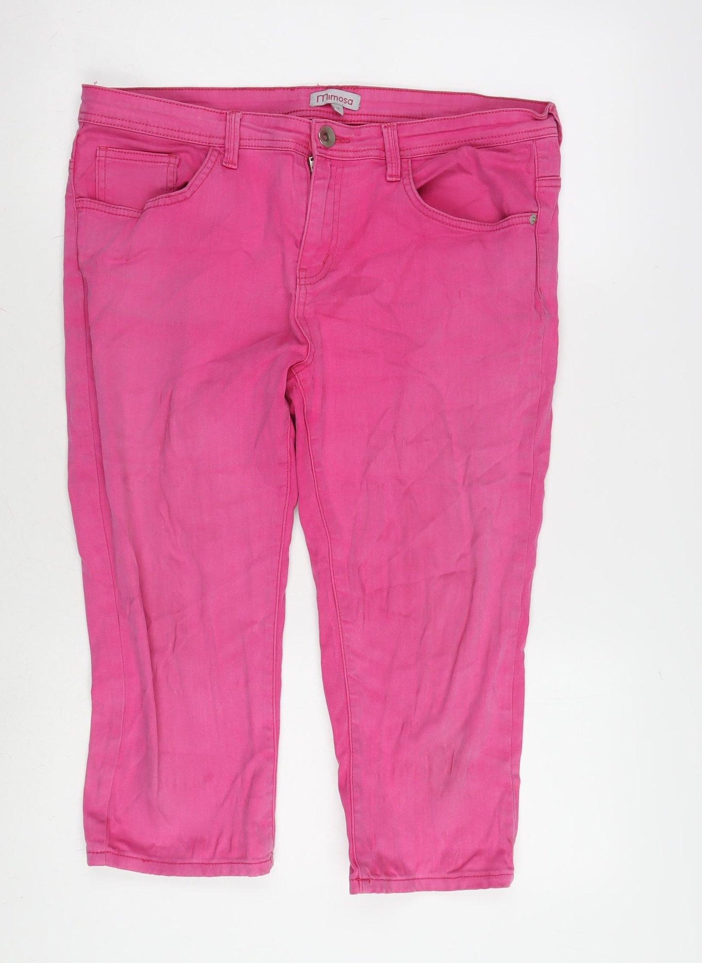 Mimosa Womens Pink Cotton Blend Cropped Jeans Size 14 L20 in Regular Zip