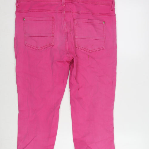 Mimosa Womens Pink Cotton Blend Cropped Jeans Size 14 L20 in Regular Zip