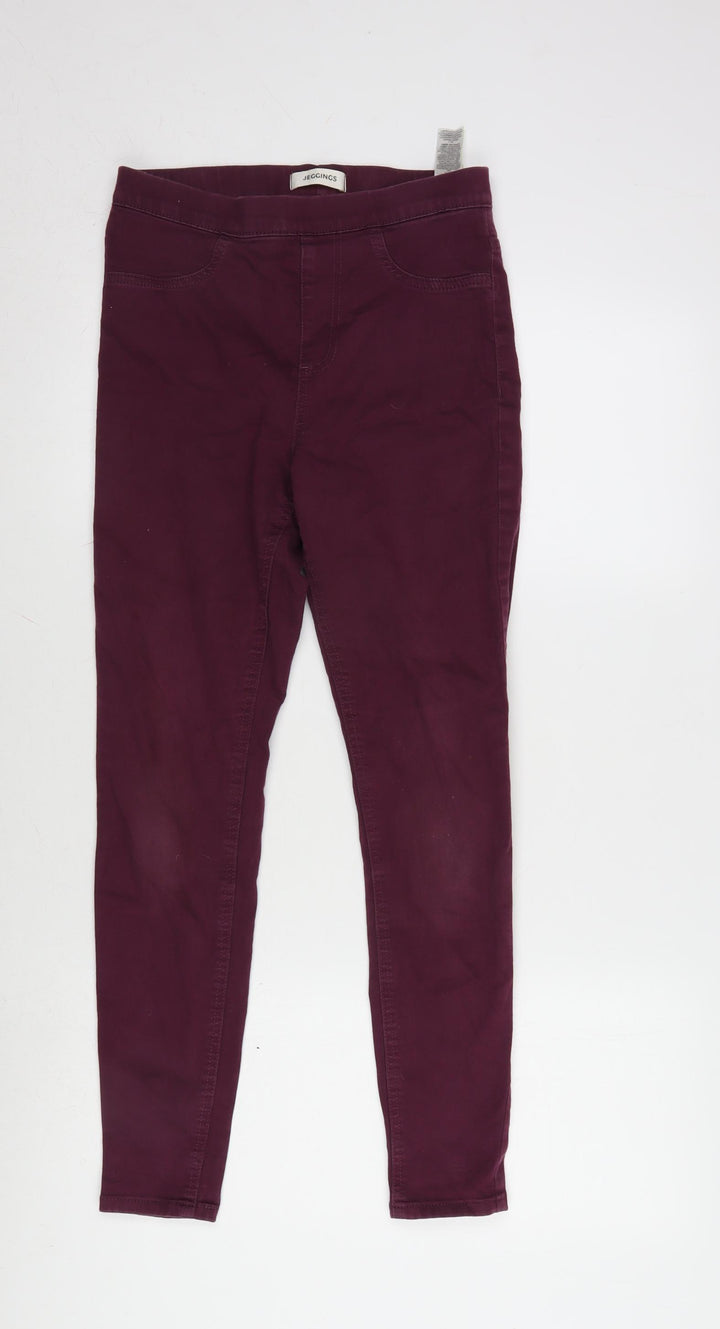 Marks and Spencer Womens Purple Cotton Blend Jegging Jeans Size 8 L26 in Regular