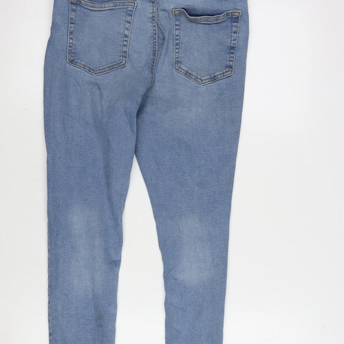 Denim & Co. Womens Blue Cotton Blend Tapered Jeans Size 14 L24.5 in Regular Zip