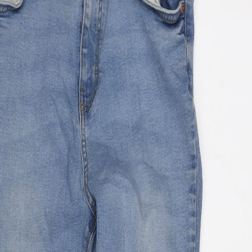 Denim & Co. Womens Blue Cotton Blend Tapered Jeans Size 14 L24.5 in Regular Zip