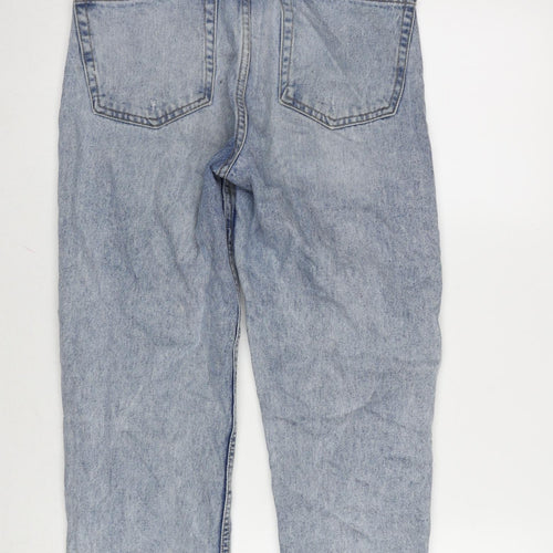 Denim & Co. Womens Blue Cotton Straight Jeans Size 8 L26 in Regular Button - Raw Hem