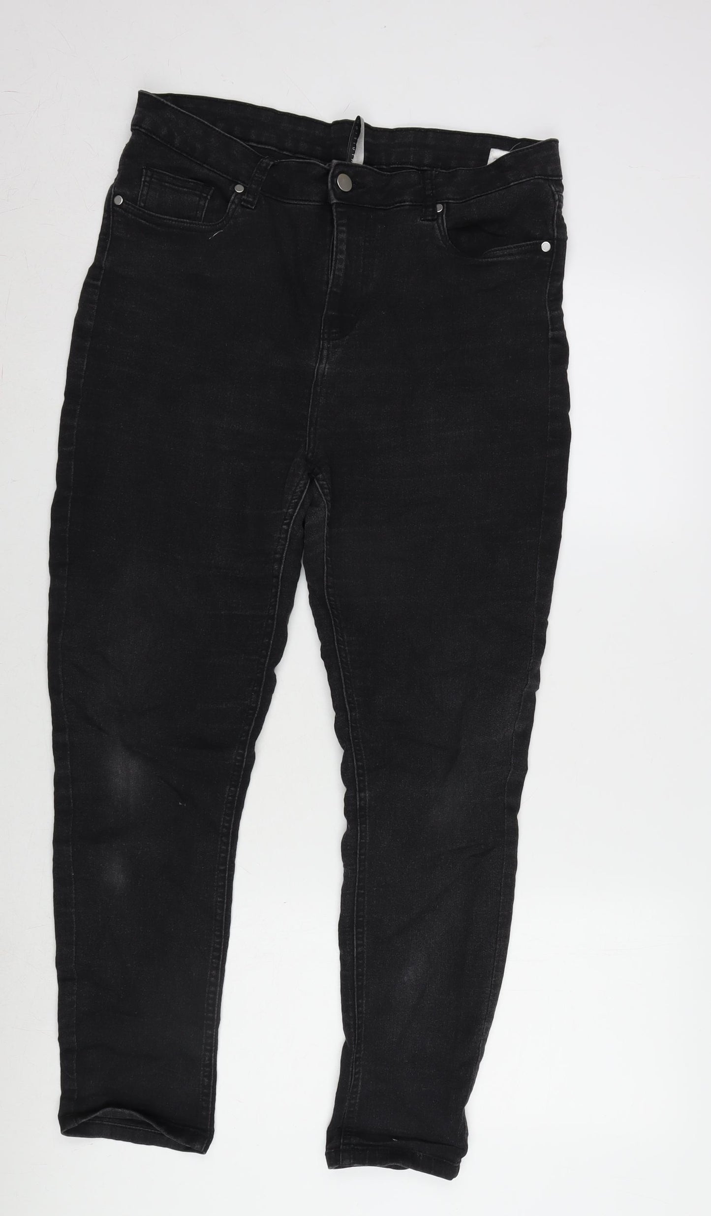 Intuition Womens Grey Cotton Blend Tapered Jeans Size 16 L27 in Regular Zip