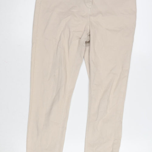Matalan Womens Beige Cotton Blend Tapered Jeans Size 10 L25 in Regular Zip