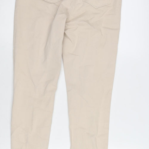 Matalan Womens Beige Cotton Blend Tapered Jeans Size 10 L25 in Regular Zip
