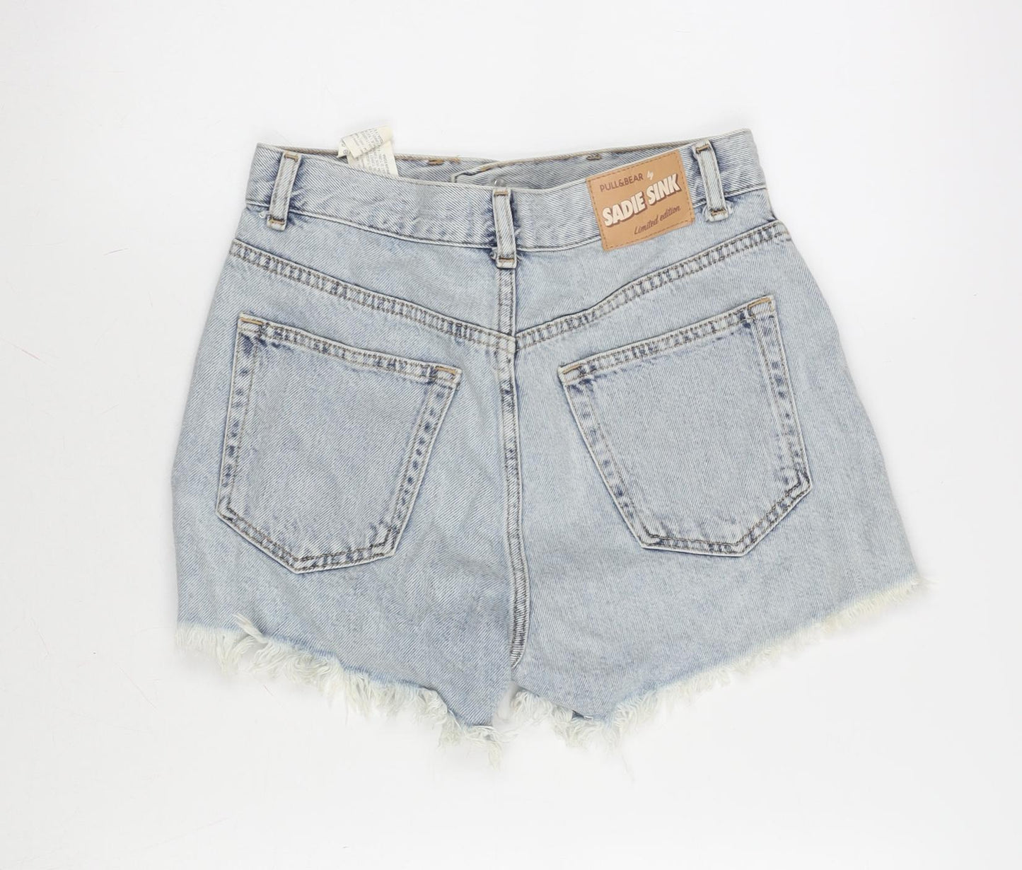 Pull&Bear Womens Blue Cotton Cut-Off Shorts Size 10 Regular Zip