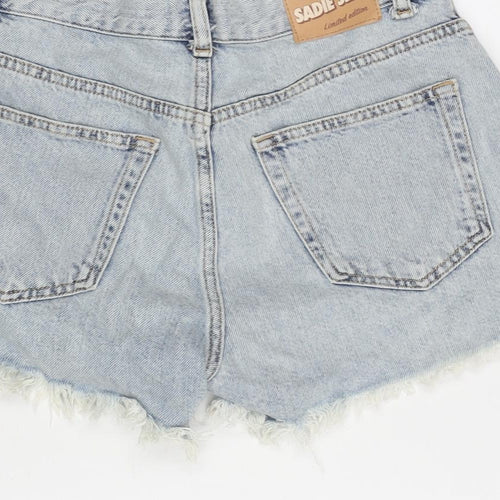 Pull&Bear Womens Blue Cotton Cut-Off Shorts Size 10 Regular Zip