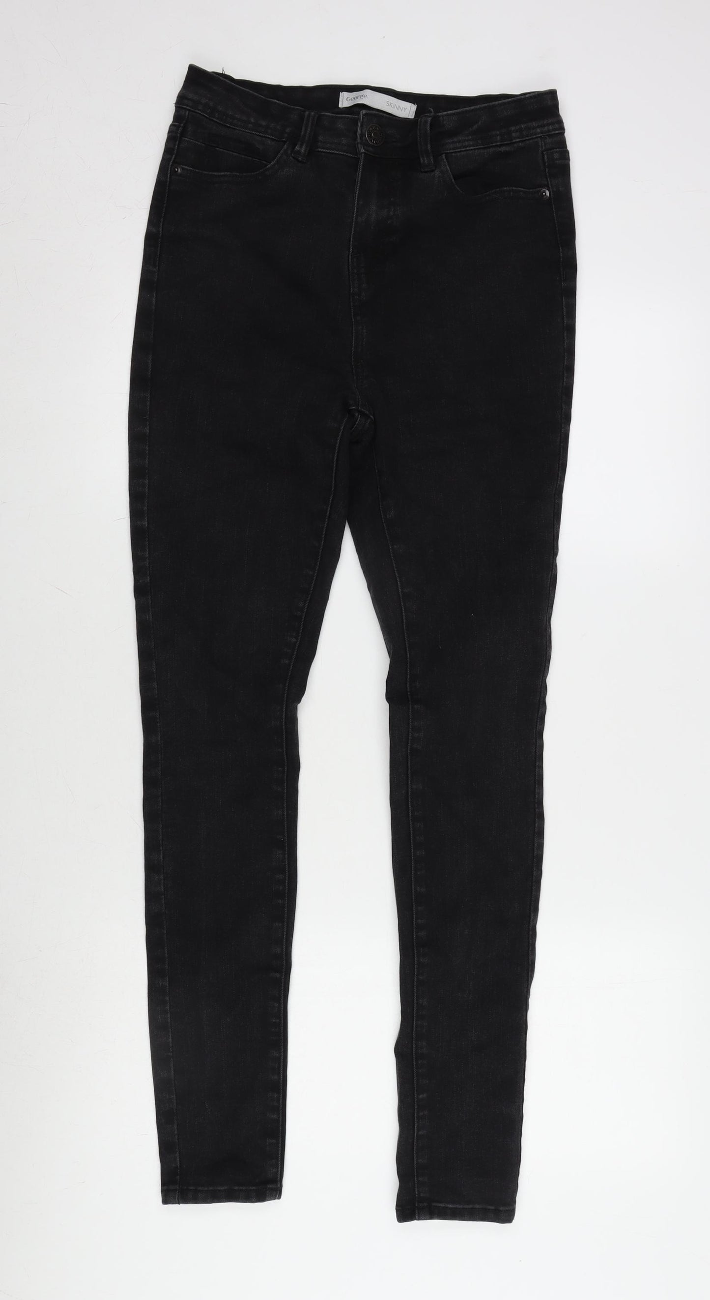 George Womens Grey Cotton Blend Skinny Jeans Size 8 L30 in Regular Zip