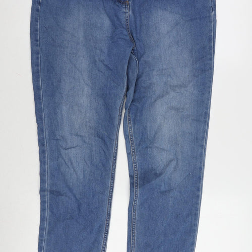 Denim Womens Blue Cotton Blend Straight Jeans Size 14 L30 in Regular Zip