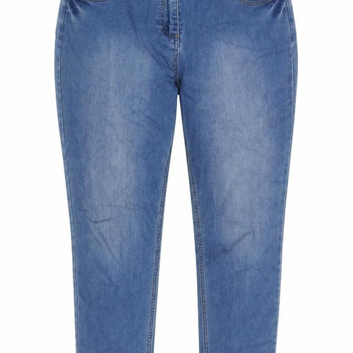 Denim Womens Blue Cotton Blend Straight Jeans Size 14 L30 in Regular Zip
