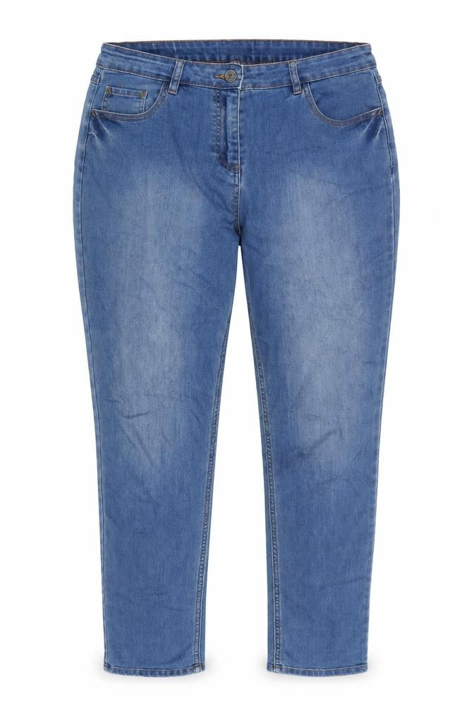 Denim Womens Blue Cotton Blend Straight Jeans Size 14 L30 in Regular Zip