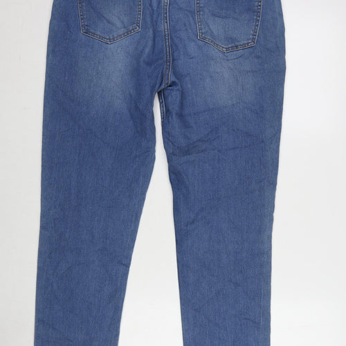Denim Womens Blue Cotton Blend Straight Jeans Size 14 L30 in Regular Zip