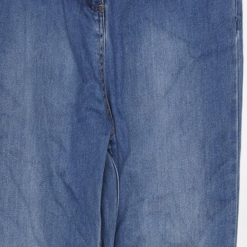 Denim Womens Blue Cotton Blend Straight Jeans Size 14 L30 in Regular Zip